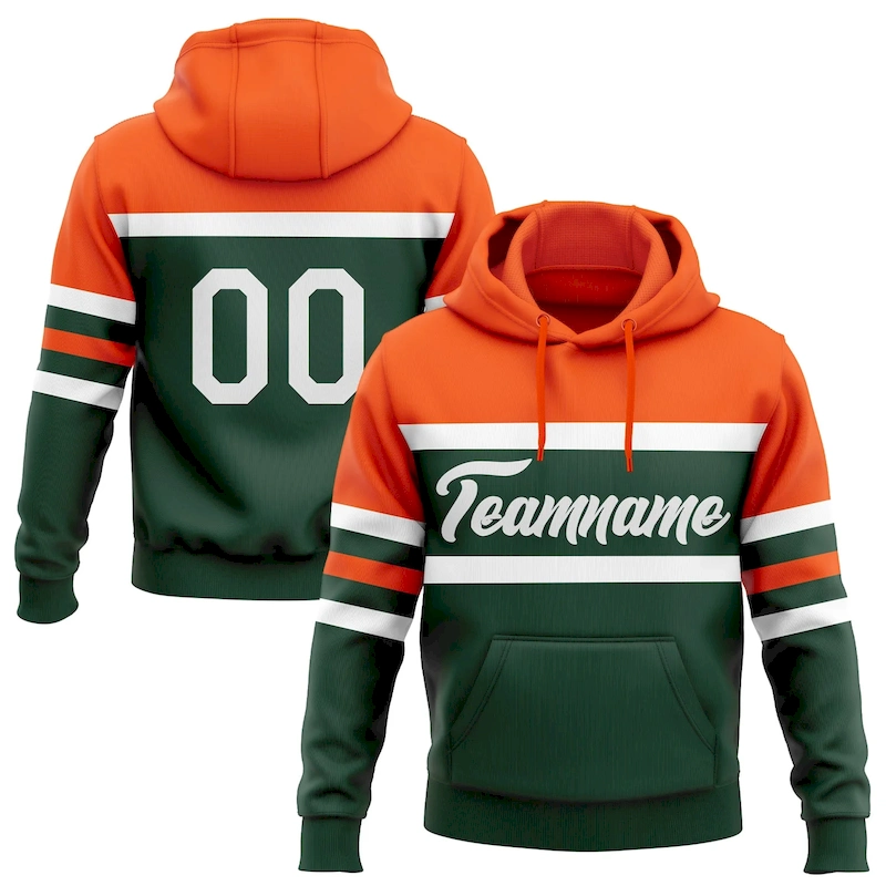3DPattern5428.webp Custom Stitched Green White-Orange Line Sports Pullover Sweatshirt Hoodie - Image 1