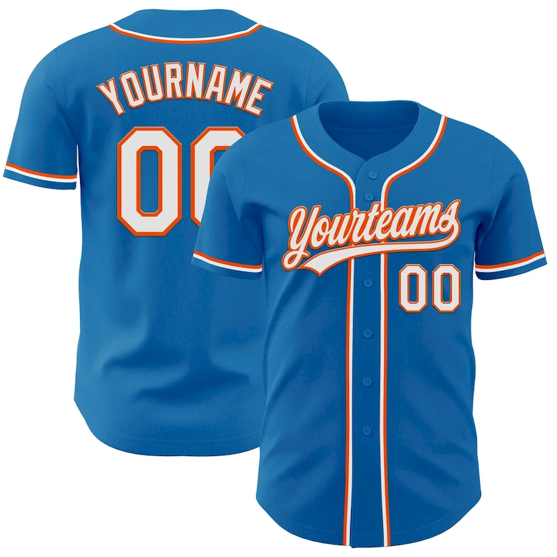 Blue0240.webp Custom Blue White-Orange Authentic Baseball Jersey - Image 1