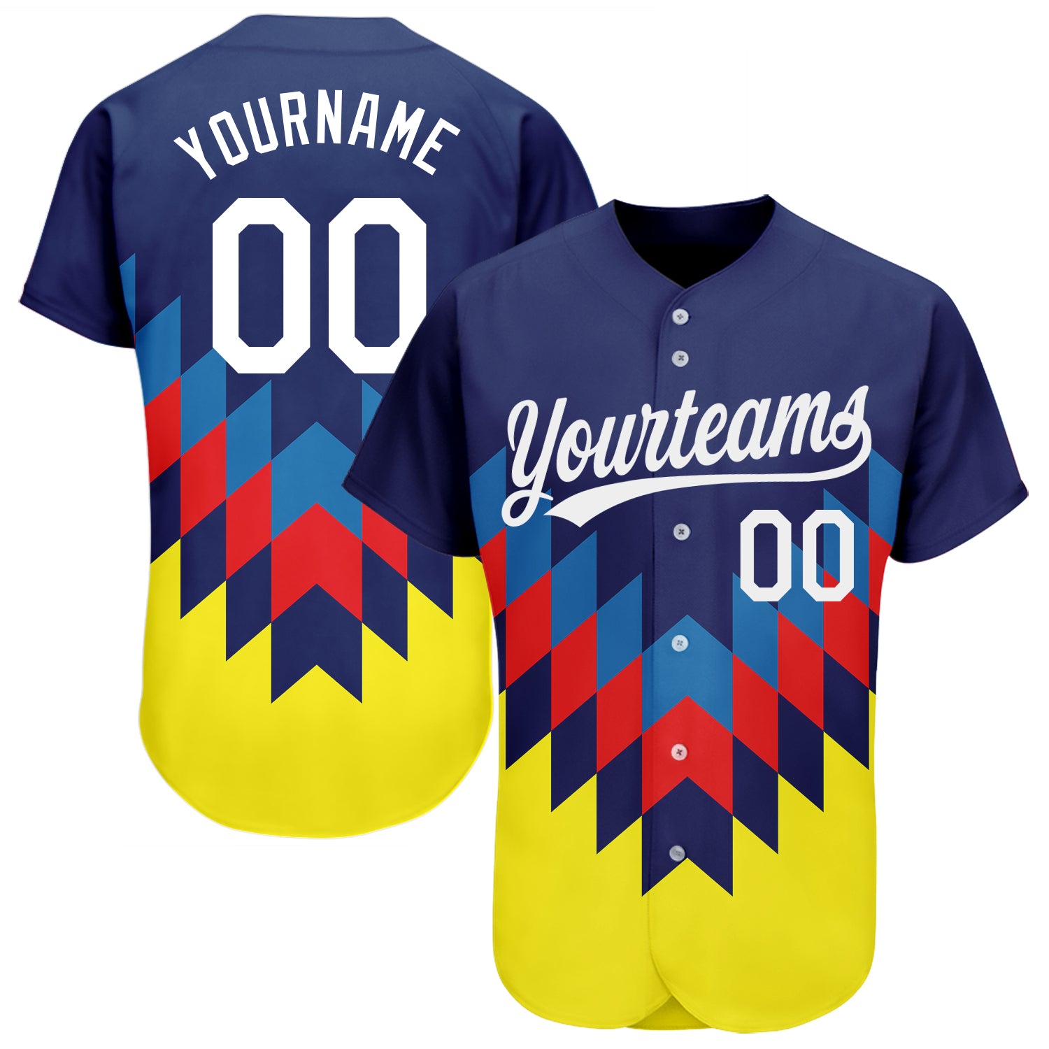 3DPattern1193_1500x.jpg Custom Figure White-Gold 3D Pattern Design Authentic Baseball Jersey - Image 1